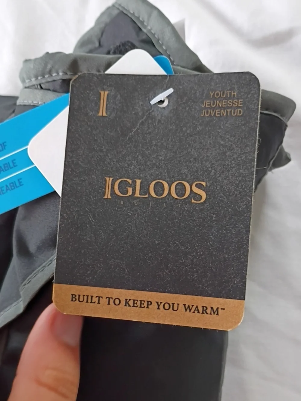 NWT Igloos Gray and Black Insulated Winter Mittens Youth Small/Medium